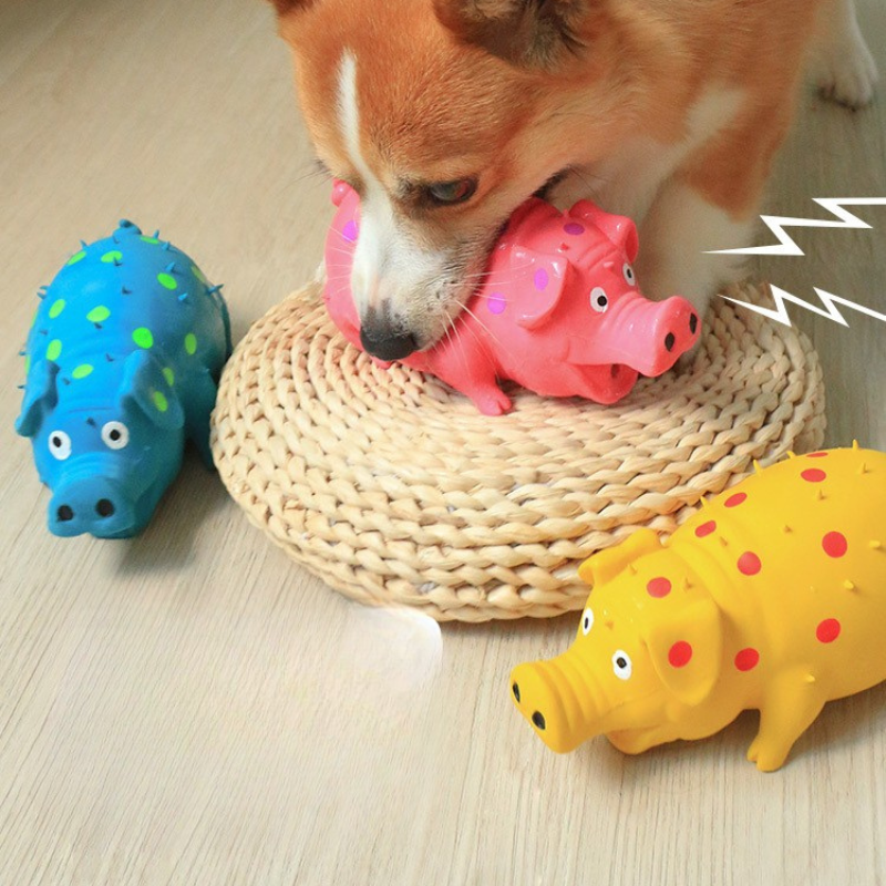 Squeaky Pig Shaped Latex Plush Dog Toy