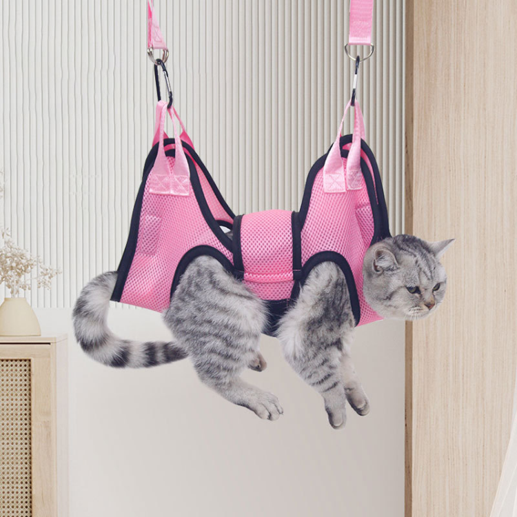 Katzenpflege-Hängematte mit Sicherheitsgurt zum Krallenschneiden und Pflegen
