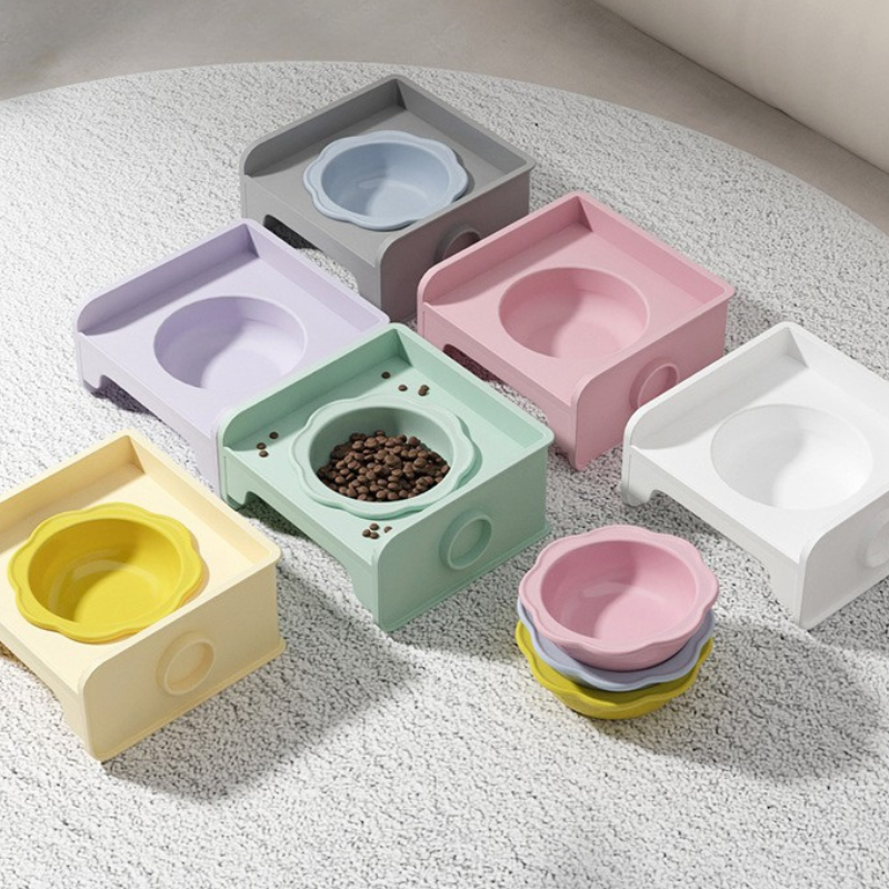 Ceramic Cat Bowl Non-Slip Water and Food Bowls with Stand