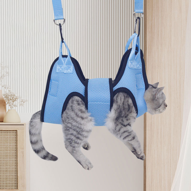Katzenpflege-Hängematte mit Sicherheitsgurt zum Krallenschneiden und Pflegen