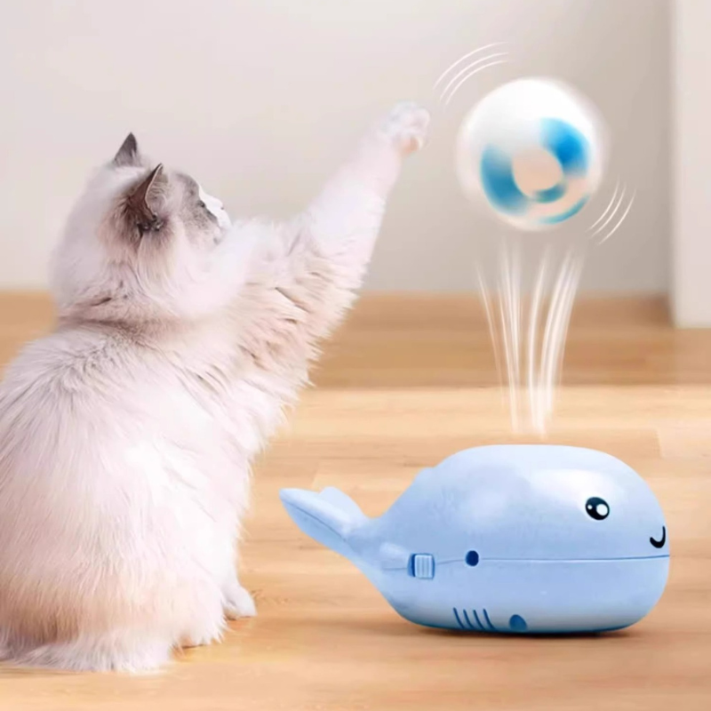 クジラの浮き輪型電動インタラクティブ猫用おもちゃ