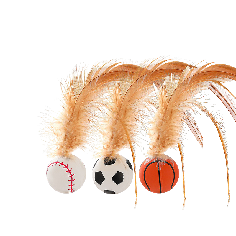 Feather Ball Cat Toy Set For Active Play