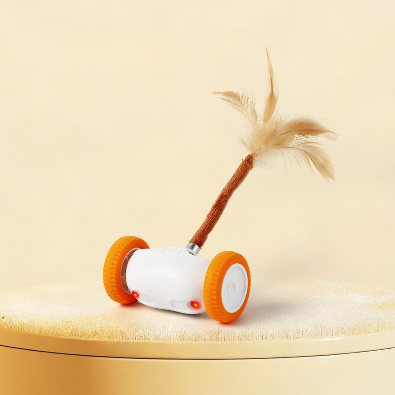 Smart Robotic Cat Toy Automatic Moving Car with Interactive Feather Wand