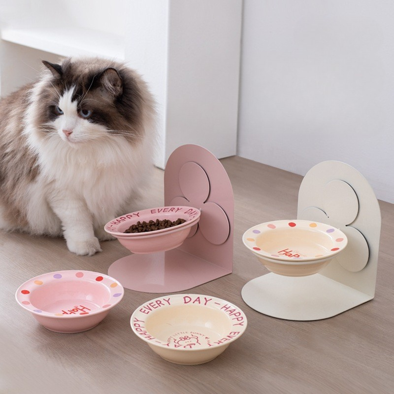 Elevated Ceramic Magnetic Cat Bowl Anti-black Chin Pet Bowl