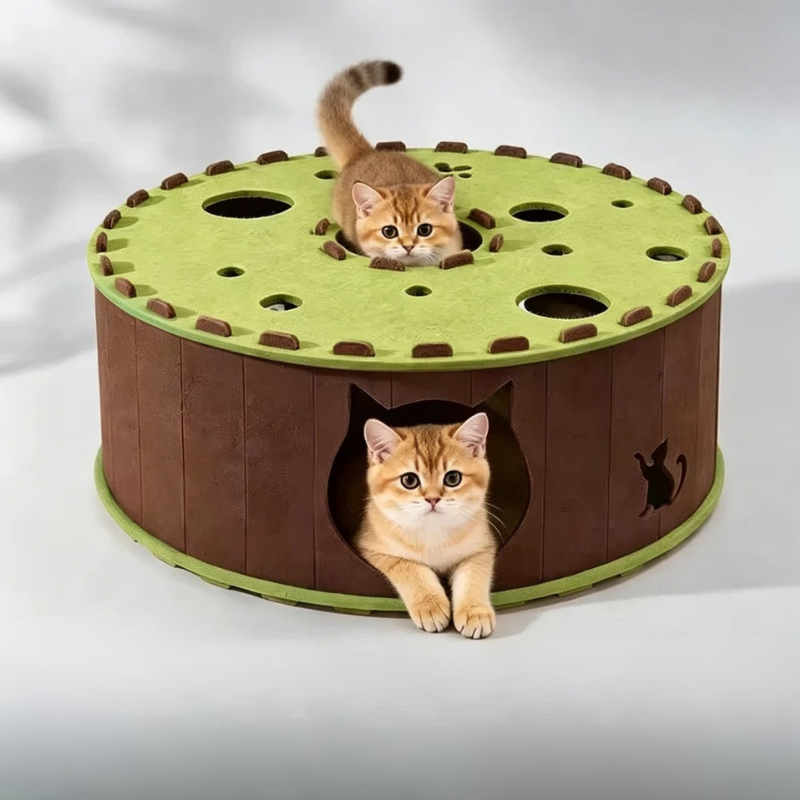 Double Layer Felt Pet Cave Tunnel Bed