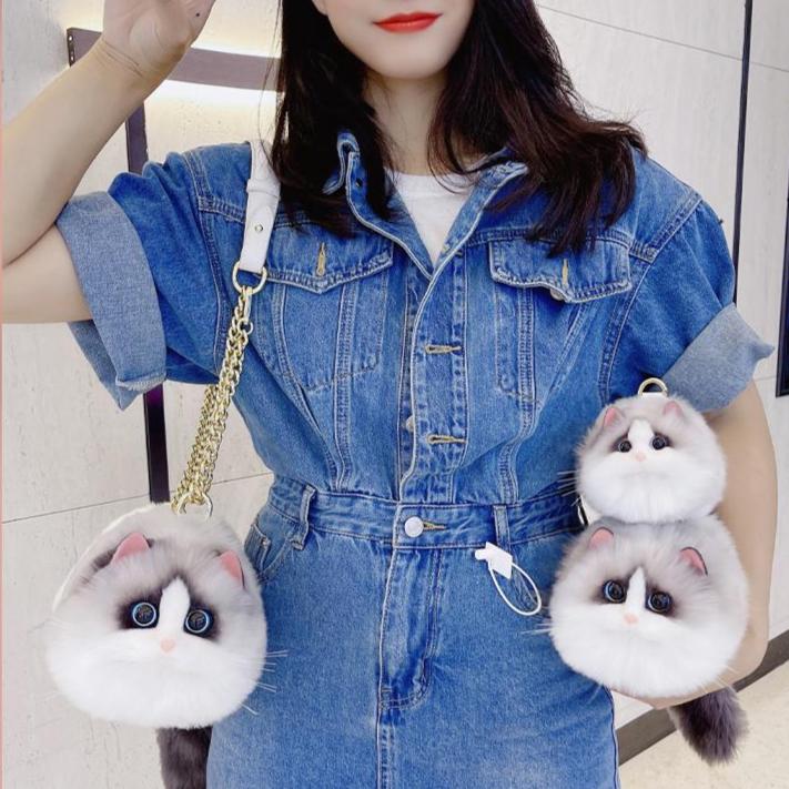 Realistic Cat Shaped Purse Handbag