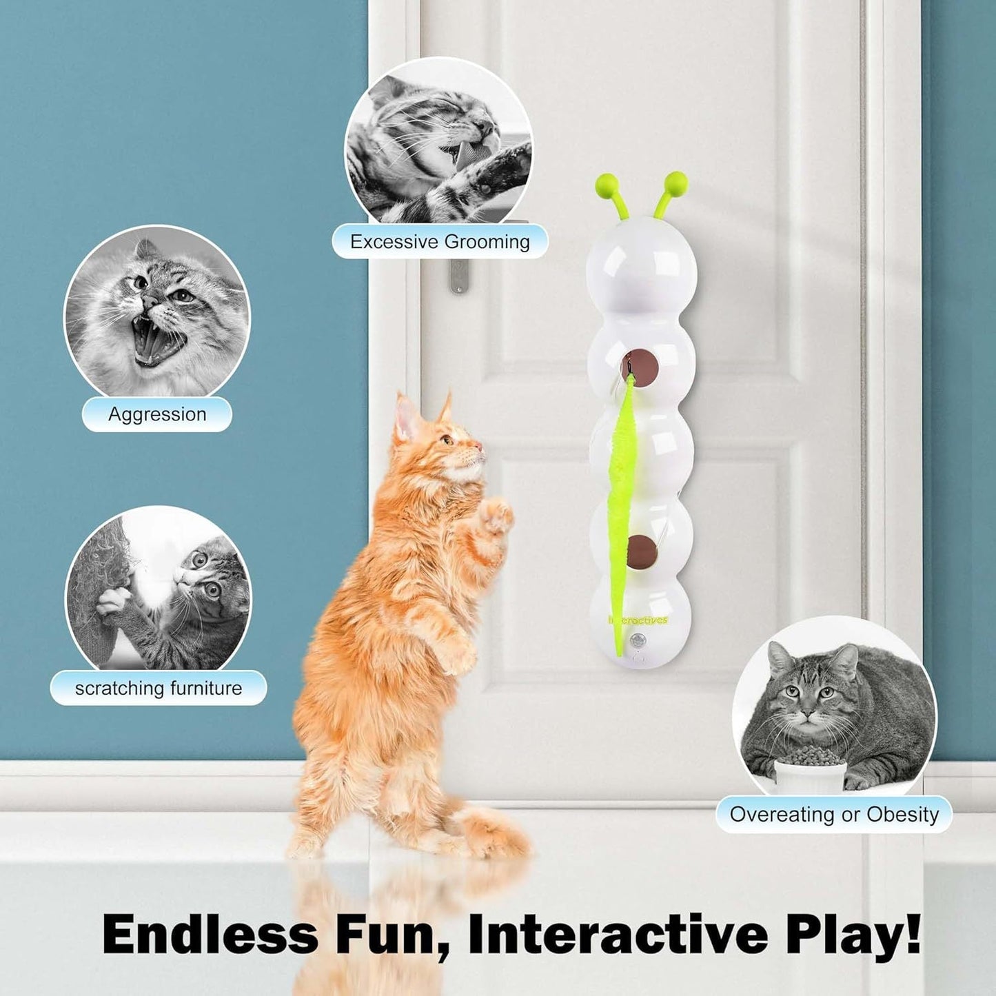 電動フェザーテールチェイス吸盤猫用おもちゃ
