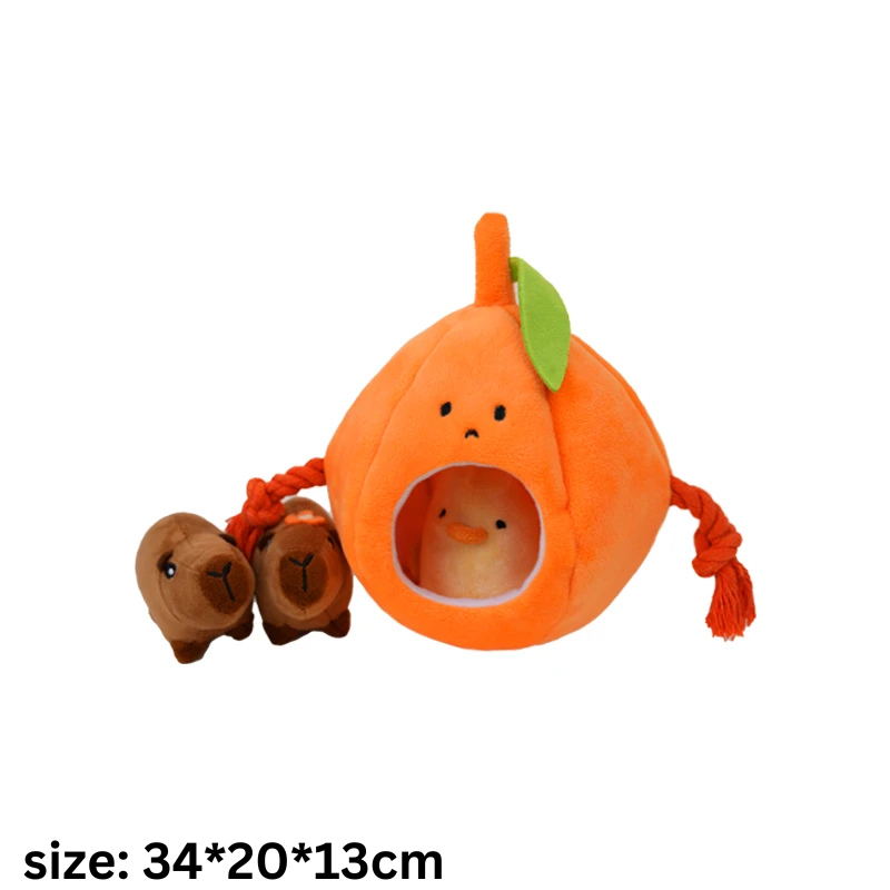 Sniffing And Chewing Pumpkin Shaped Plush Dog Toy