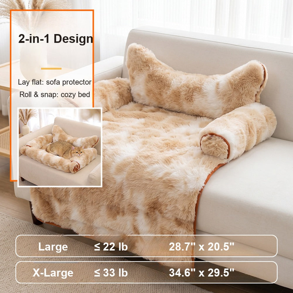 Caramel Brown 2-in-1 sofa pet bed
