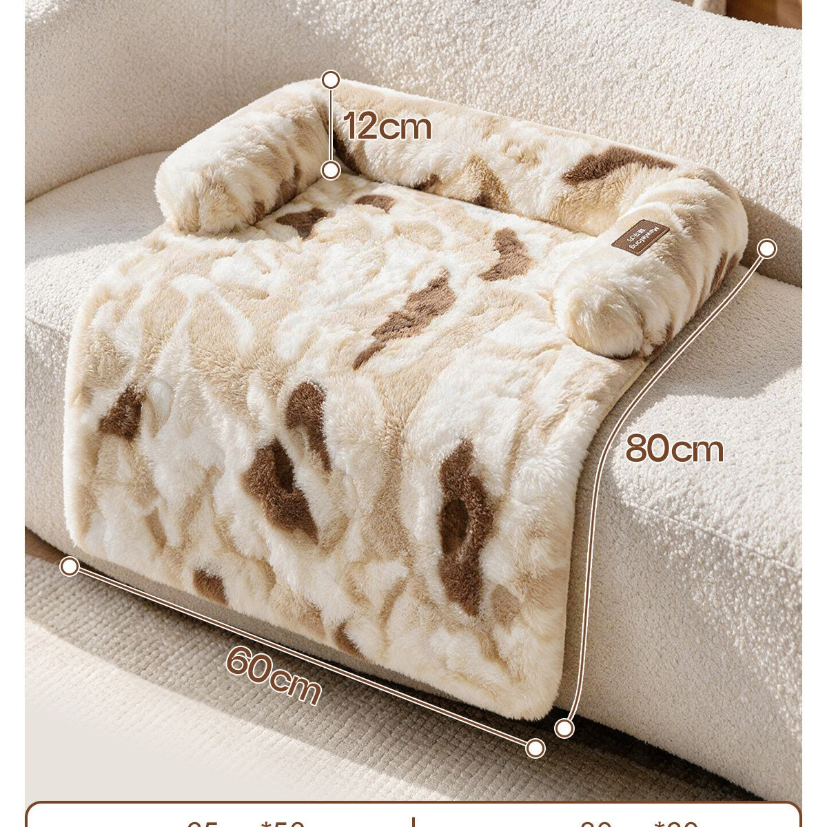 Fluffy Faux Fur Calming Pet Mat with Raised Bolster