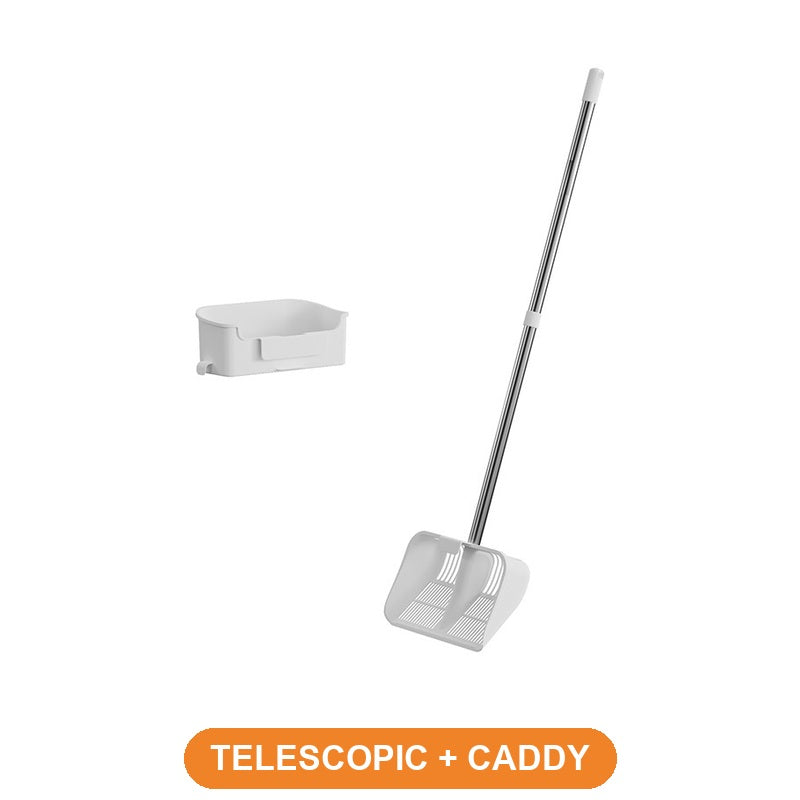 Extra-Long Handle Cat Litter Scoop - Telescopic Scoop + Caddy