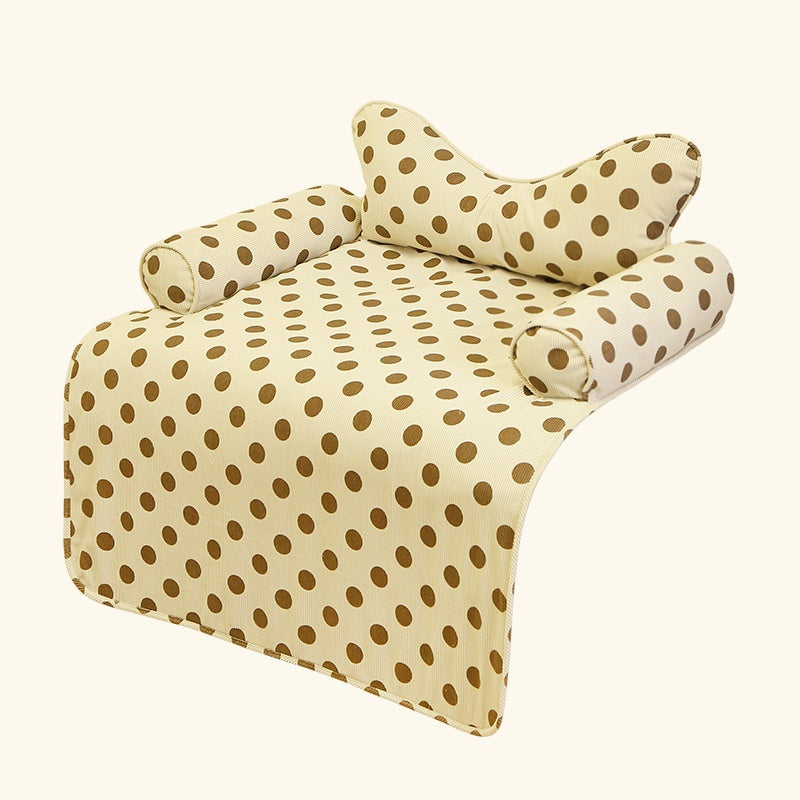 Polka dot couch pet bed with bone pillow and bolsters