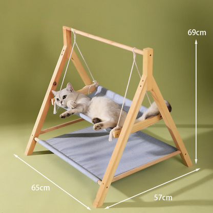 Solid Wood Double-layer Cat Hammock Swing Hanging Bed