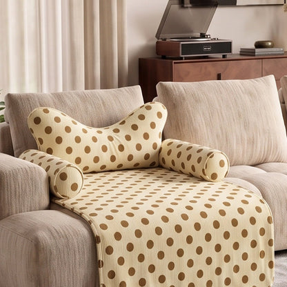 Polka dot couch pet bed with bone pillow and bolsters