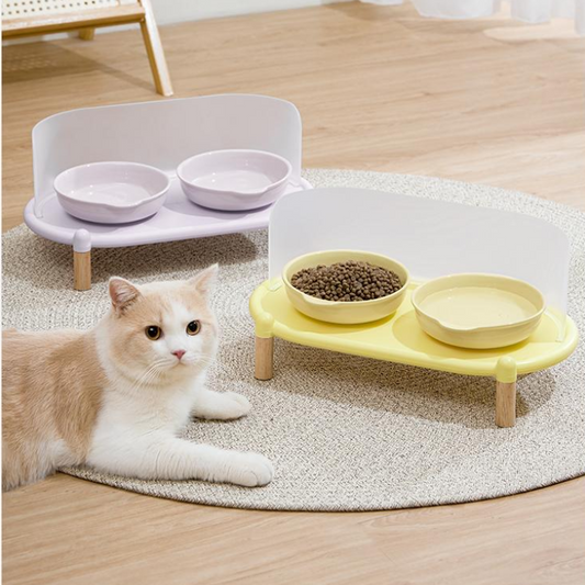 Elevated Anti-Splash Ceramic Cat Bowl Pet Dining Table Plate Water Bowl