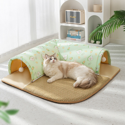 Double-opening Cat Tunnel Scratcher Bed