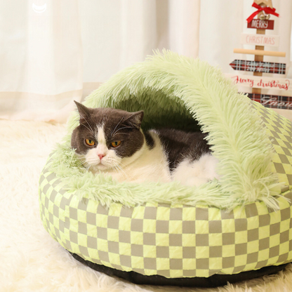 Winter Warm Pet Semi-Enclosed Cat Bed