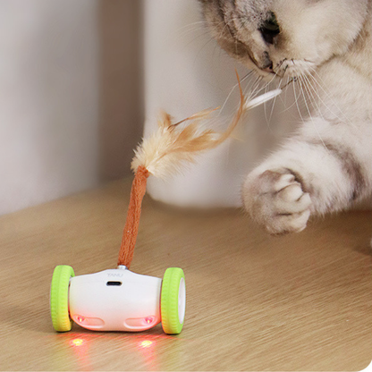 Smart Robotic Cat Toy Automatic Moving Car with Interactive Feather Wand