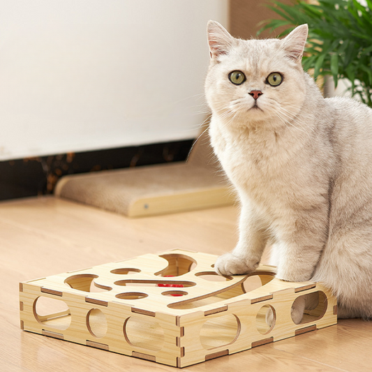 Wooden Maze Box Cat Ball Toys