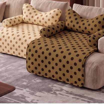 Polka dot couch pet bed with bone pillow and bolsters