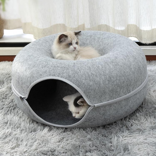 Felt Cat Donut Tunnel Bed