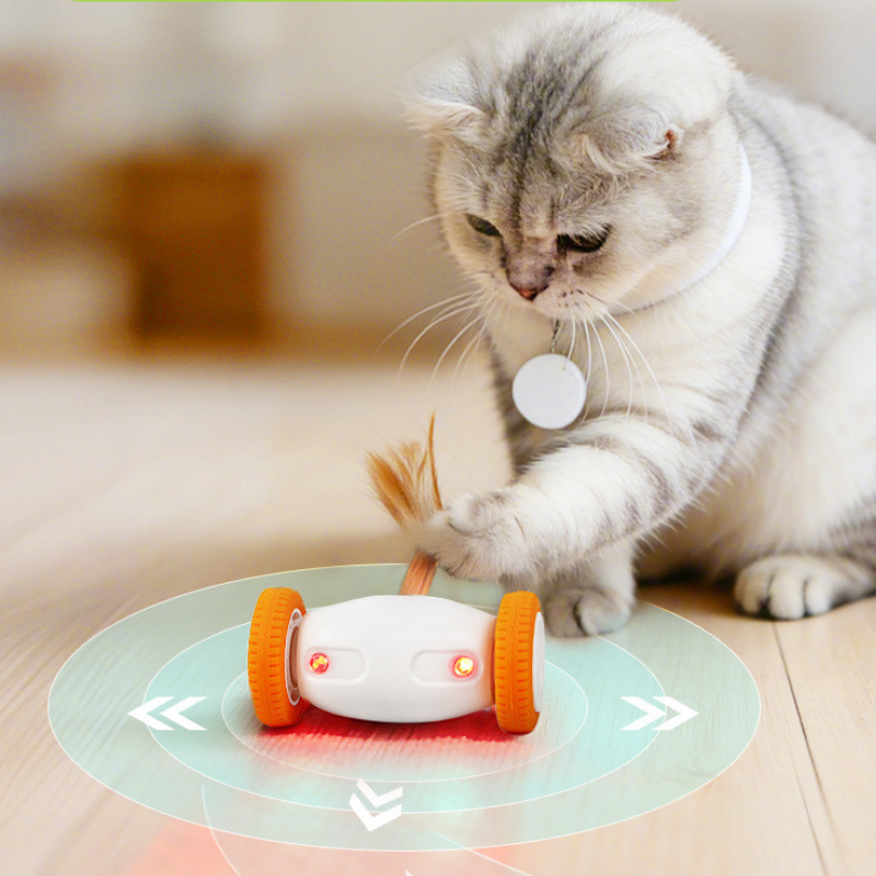 Smart Robotic Cat Toy Automatic Moving Car with Interactive Feather Wand