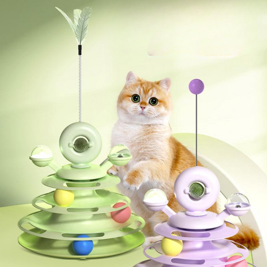 Interactive Catnip Ball Tower Disk Tracks Cat Toy