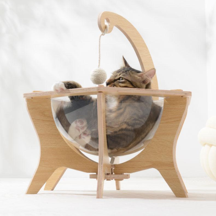 Natural Sisal Ball Transparent Cat Bed