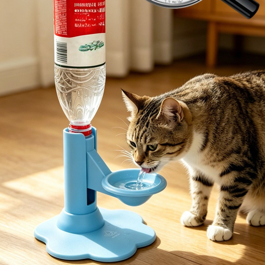 Adjustable Height Cat Water Dispenser Gravity Pet Drinking Fountain Bowl