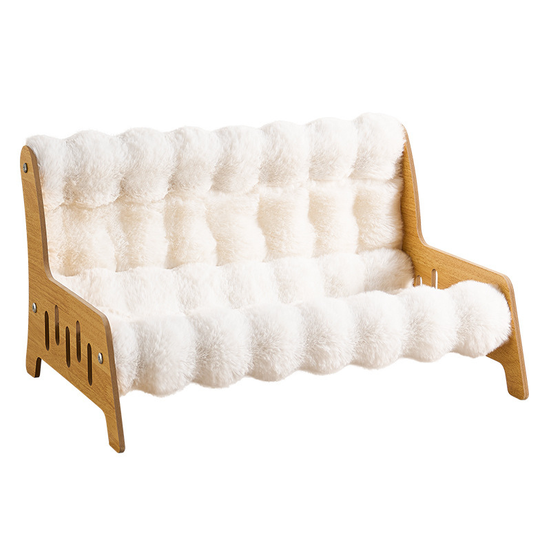 Winter Pet Bed Warm Cat Sofa Bubble Fleece Bed