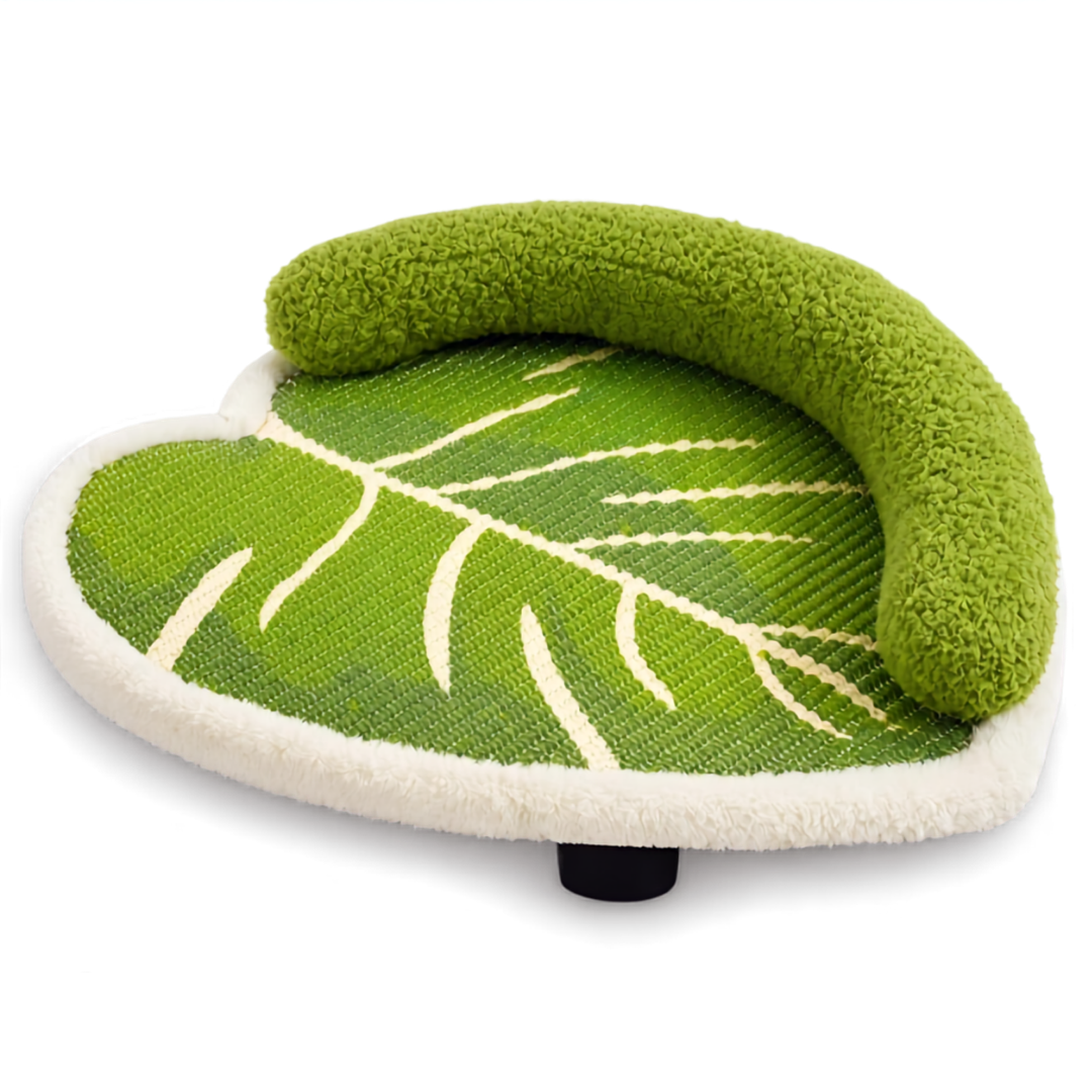 Leaf-shaped cat scratcher lounge bed detail view