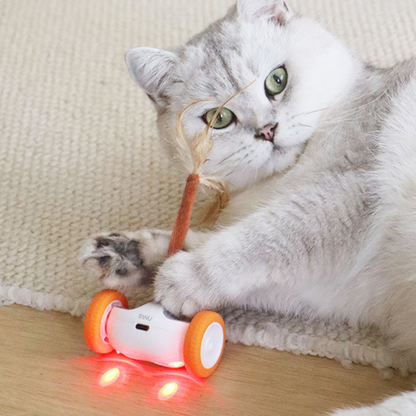 Smart Robotic Cat Toy Automatic Moving Car with Interactive Feather Wand