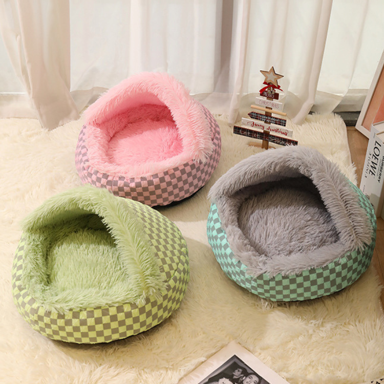 Winter Warm Pet Semi-Enclosed Cat Bed