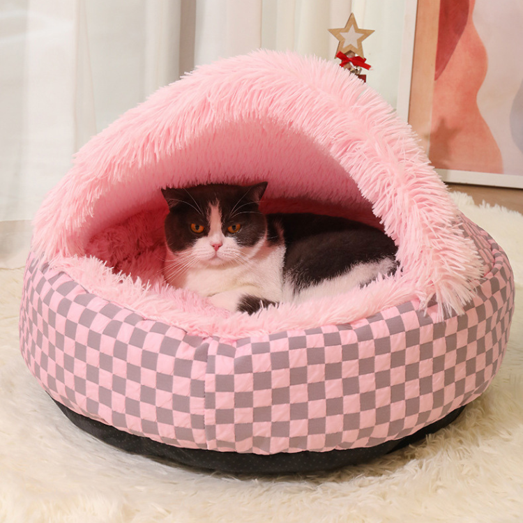 Winter Warm Pet Semi-Enclosed Cat Bed