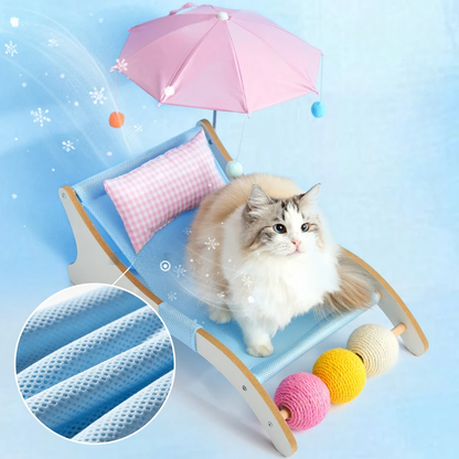 Tropical Cat Lounge Chair Hammock Bed with Umbrella & Sisal Toy