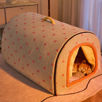 All-Season Enclosed Cat Cave Plush Pet Bed Tent-Style Bed