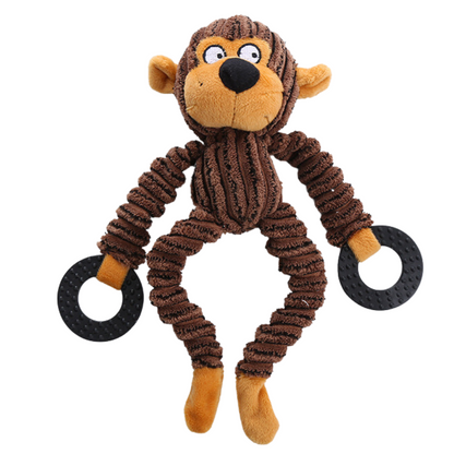 Plush Squeaky Dog Toy with Rubber Chewing Ring