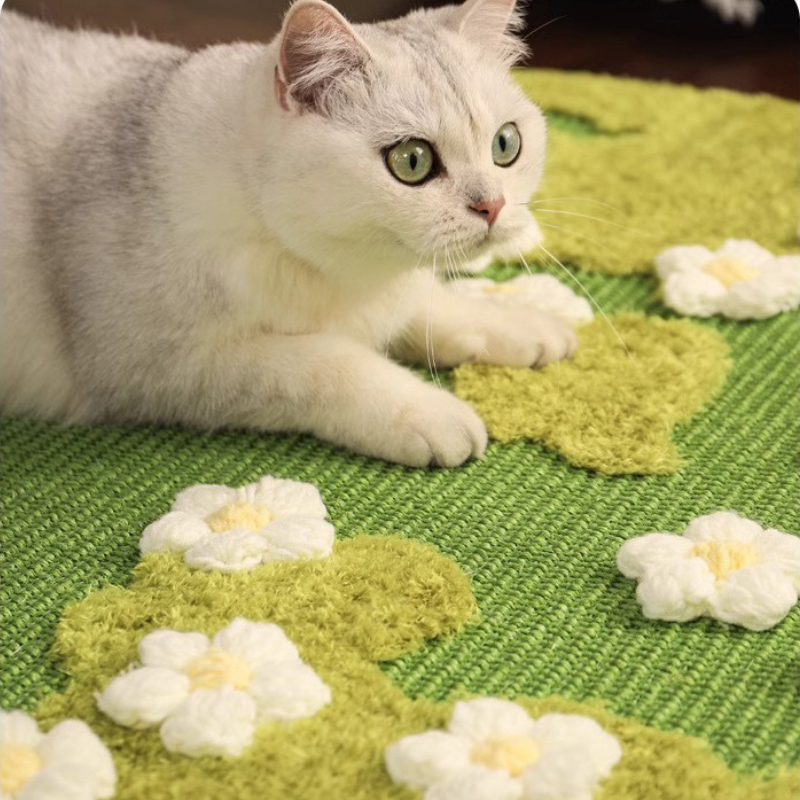 ペットの猫用フラワーサイザル麻スクラッチャーマット