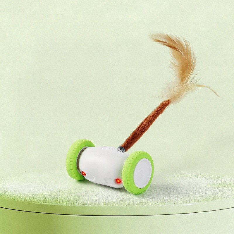 Smart Robotic Cat Toy Automatic Moving Car with Interactive Feather Wand