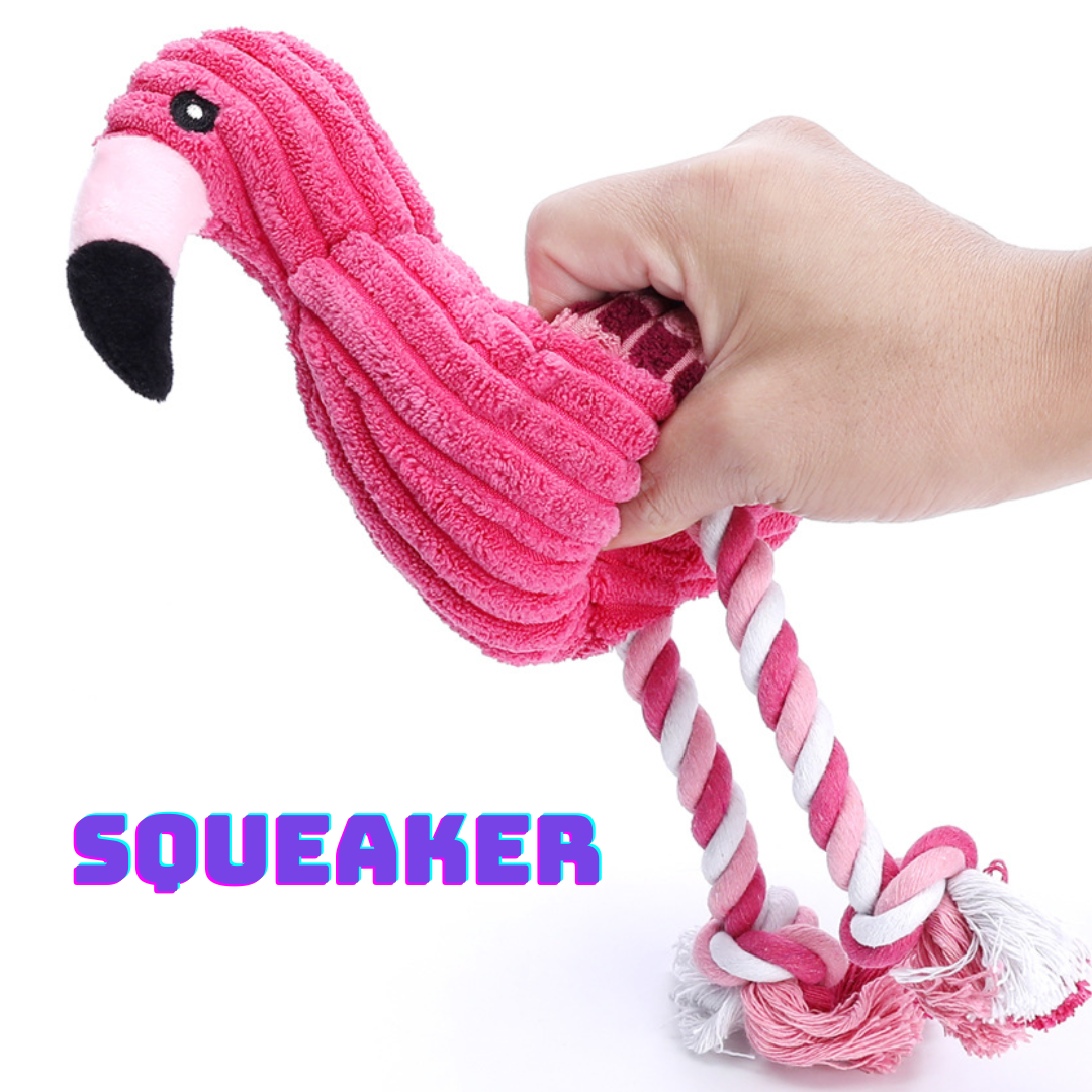 Squeaker Flamingo Plush Dog Toys