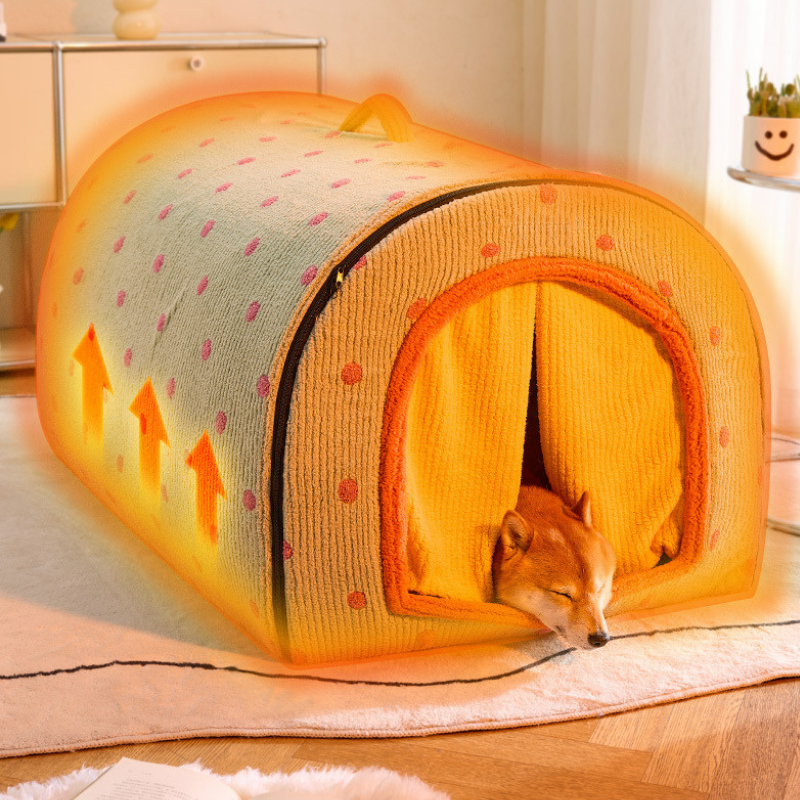 All-Season Enclosed Cat Cave Plush Pet Bed Tent-Style Bed