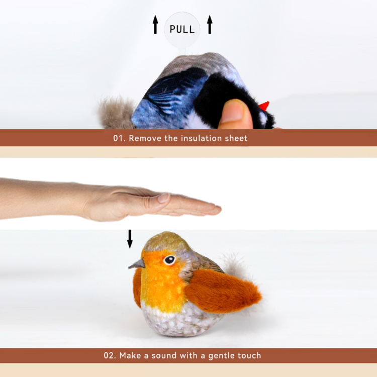 Realistic Bird Sound Interactive Cat Toys With Feather