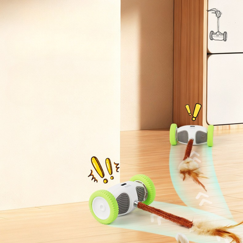 Smart Robotic Cat Toy Automatic Moving Car with Interactive Feather Wand