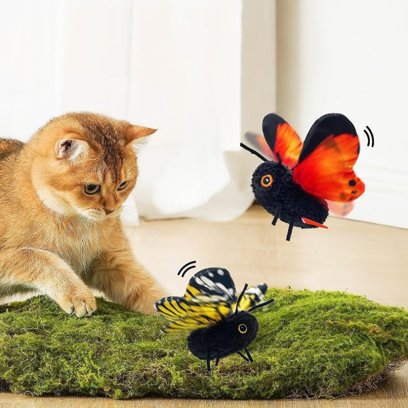 Interactive Flutter Butterfly Cat Toy – Automatic Realistic Flying Insect Teaser for Indoor Cats