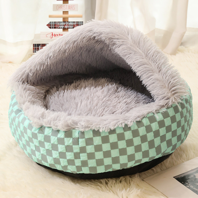 Winter Warm Pet Semi-Enclosed Cat Bed