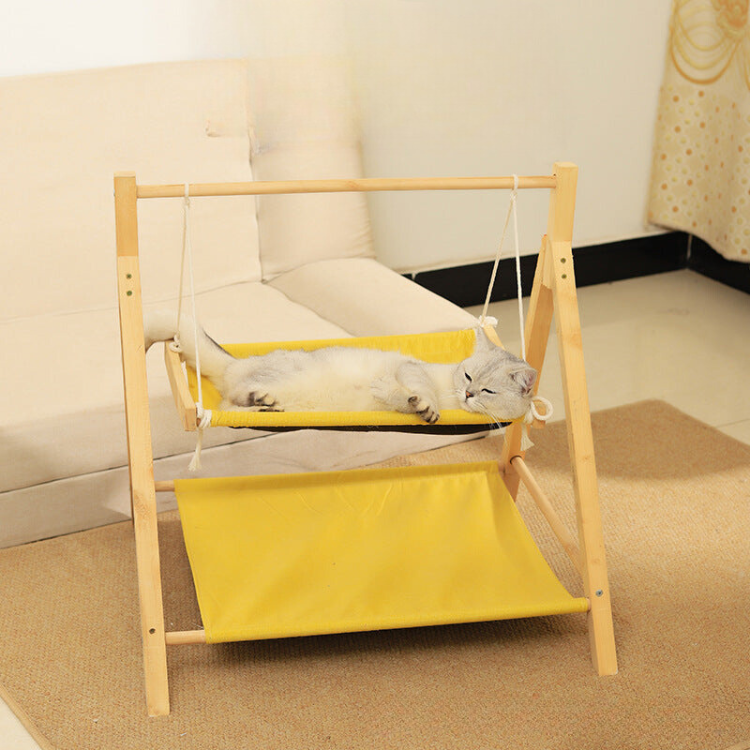 Solid Wood Double-layer Cat Hammock Swing Hanging Bed