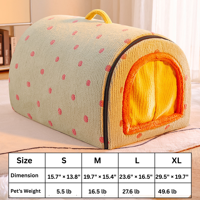 All-Season Enclosed Cat Cave Plush Pet Bed Tent-Style Bed