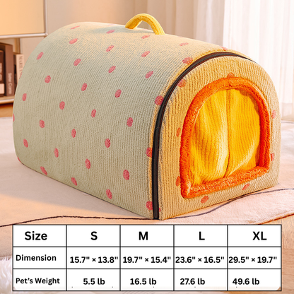 All-Season Enclosed Cat Cave Plush Pet Bed Tent-Style Bed