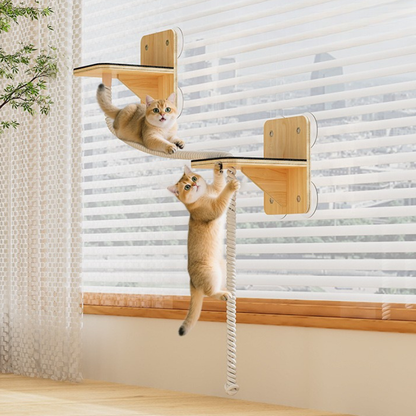 Cat Climbing Shelf With Rope Steps