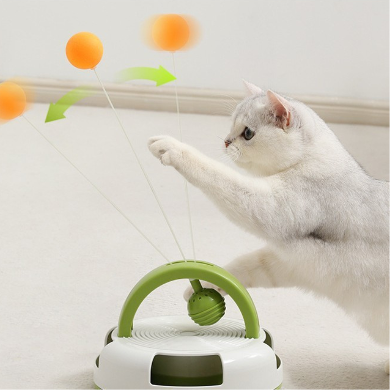 Interactive Cat Toy With Rolling Ball And Teasing Stick